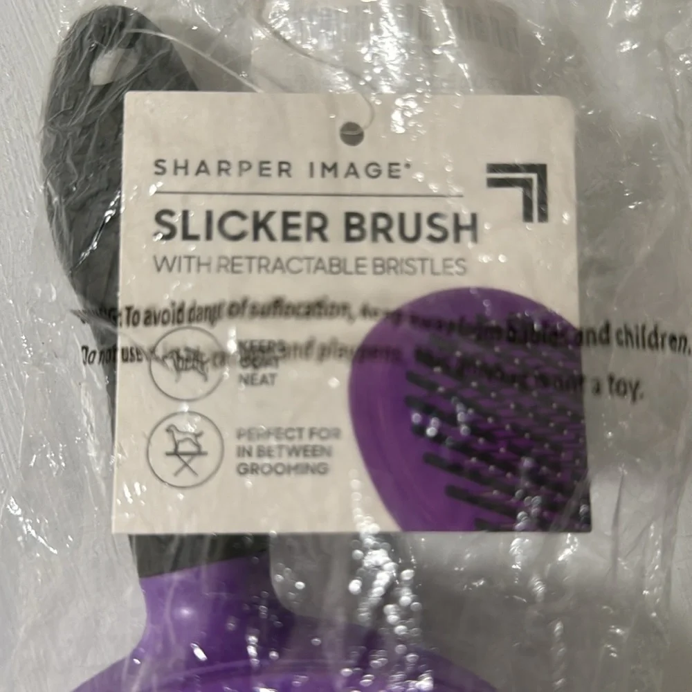 NWT Sharper Image Slicker Brush Purple With Retractable Bristles Cats, Dogs